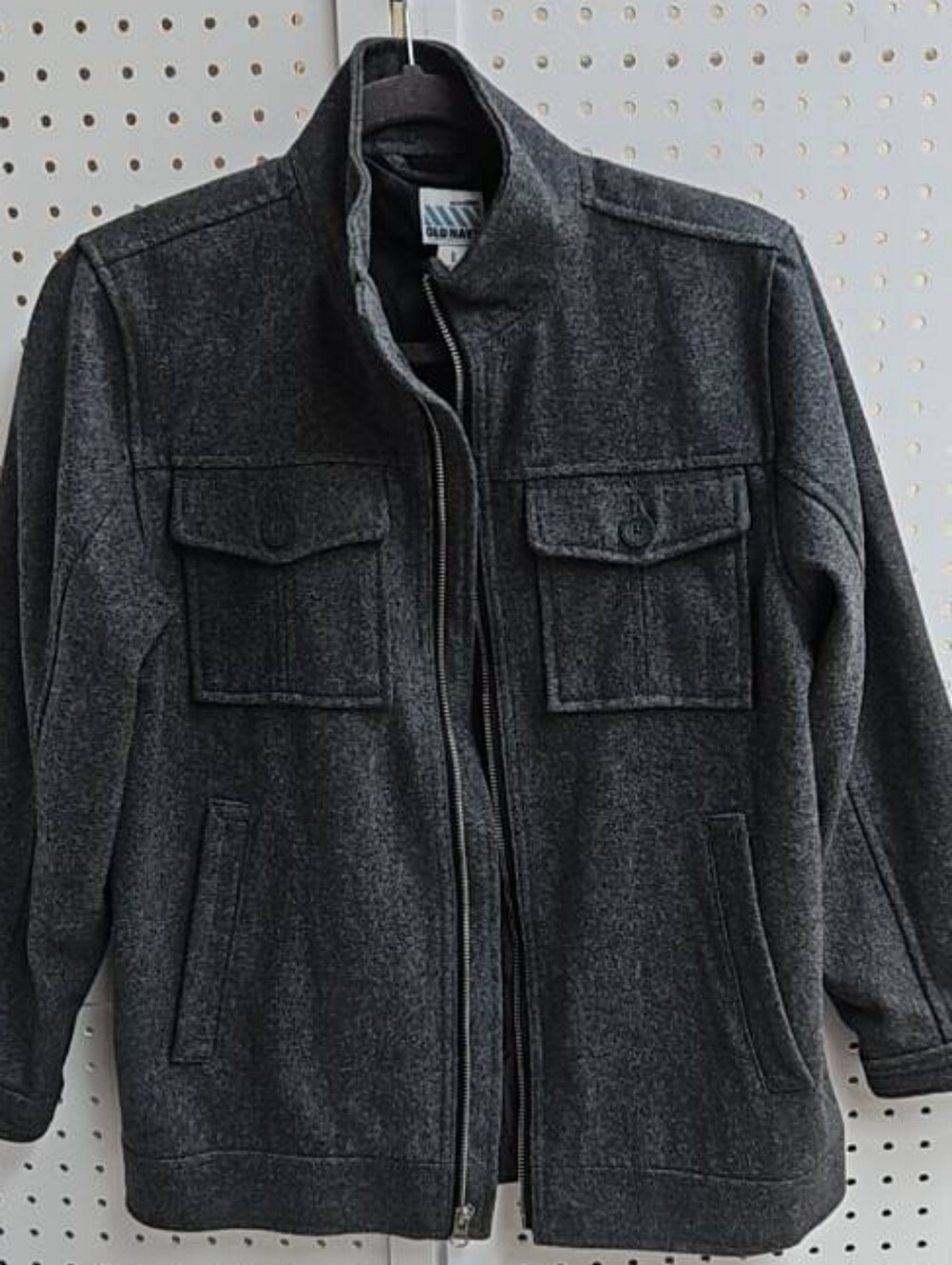 Old Navy Women's Wool Blend Charcoal Gray Military Field Jacket